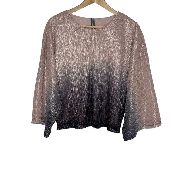 Anthropologie Serena Ombre Top Womens Medium Pink Shimmer Metallic Sparkle - Picture 3 of 11